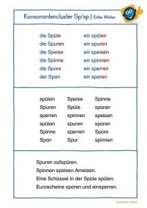 Konsonantencluster Sp und sp - Echte Wörter