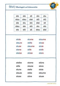 Konsonantencluster st - Silbenteppich und Indianerwörter