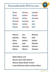 Konsonantencluster st - Echte Wörter