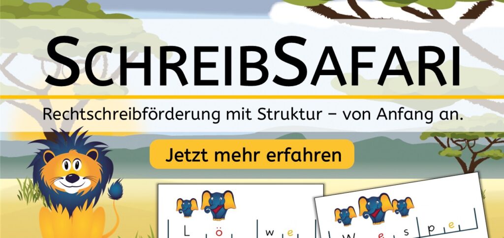 Hand hält eine korrigierte Schularbeit mit rot eingekreister Note „4-“; daneben liegt ein gelber Bleistift auf einem Holztisch.